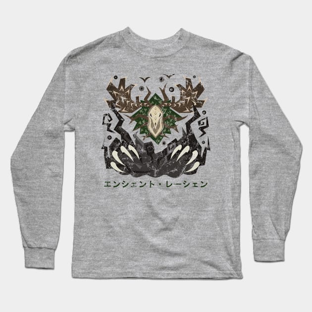 Monster Hunter World Ancient Leshen Kanji Icon Long Sleeve T-Shirt by StebopDesigns